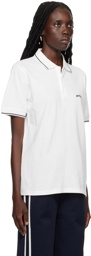 AMI Alexandre Mattiussi White Embroidered Polo