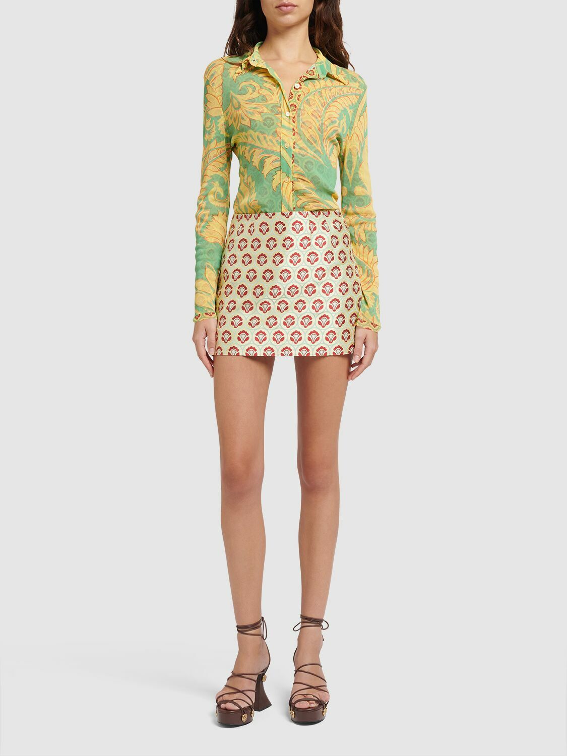 ミニスカート Etro Pink Cotton Blend Mini Skirt ETRO - Jacquard Mini Skirt Etro