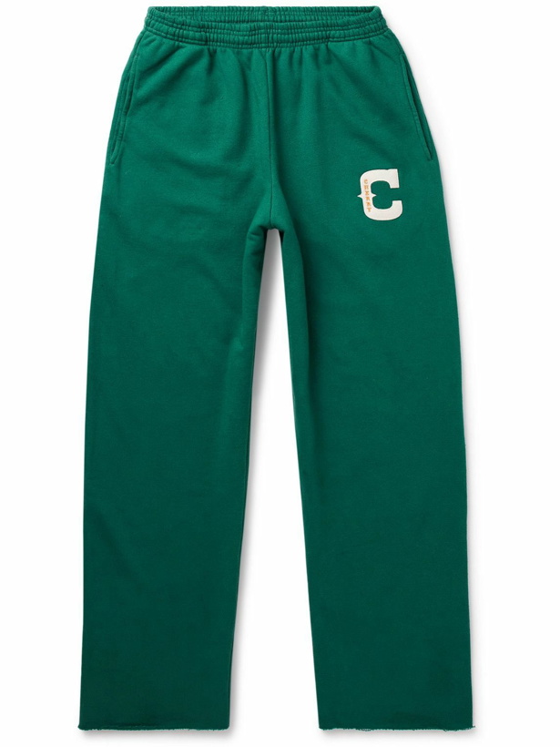 Photo: CHERRY LA - Straight-Leg Logo-Appliquéd Cotton-Jersey Sweatpants - Green