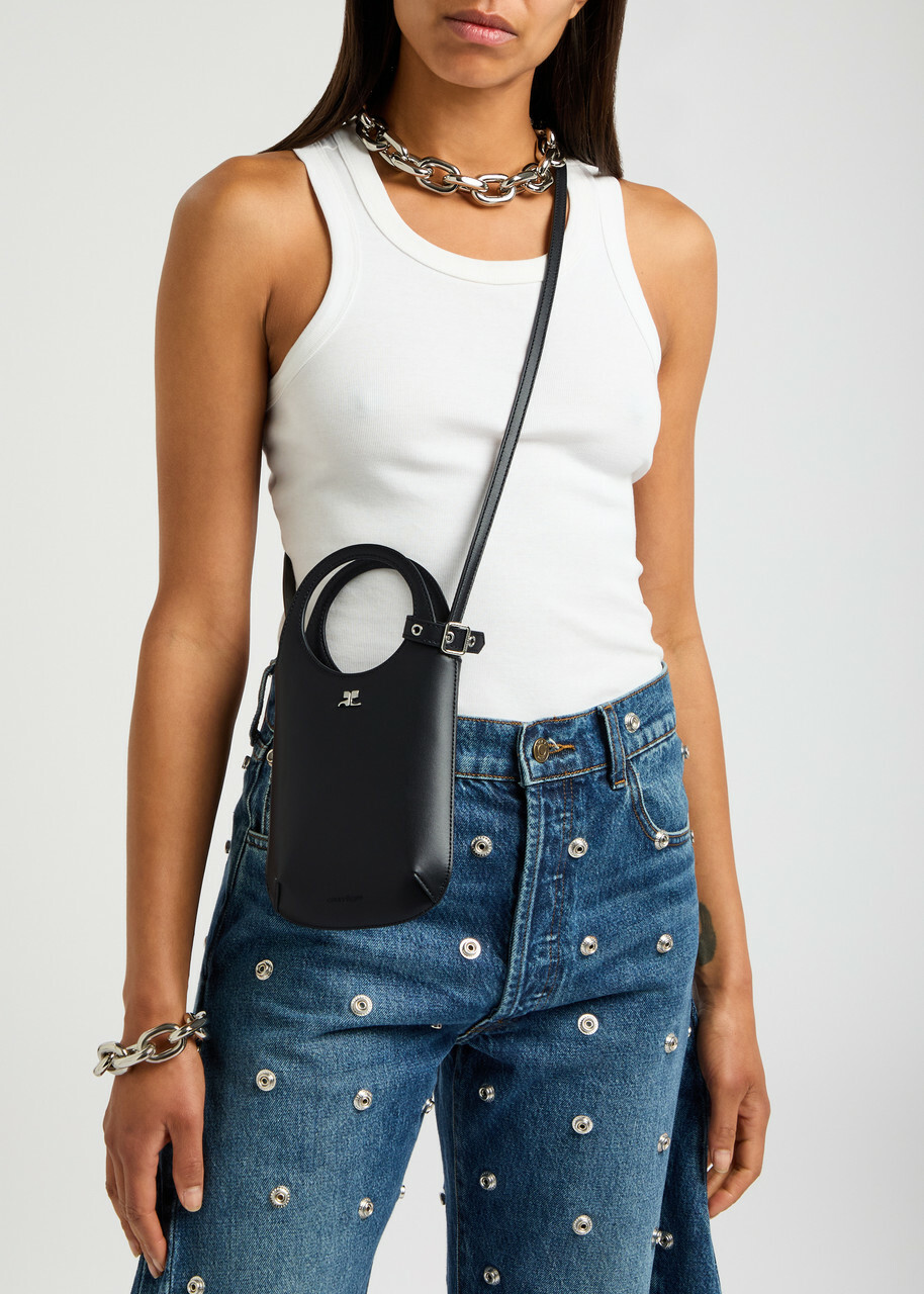 Courrèges Slim Holy Leather Bucket bag - Black - One Size