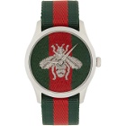 Gucci Silver G-Timeless Web Bee Watch