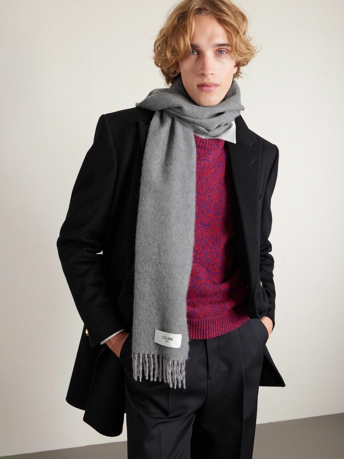 CELINE - Logo-Appliquéd Fringed Cashmere Scarf