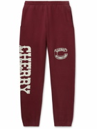 CHERRY LA - Tapered Logo-Print Cotton-Jersey Sweatpants - Burgundy