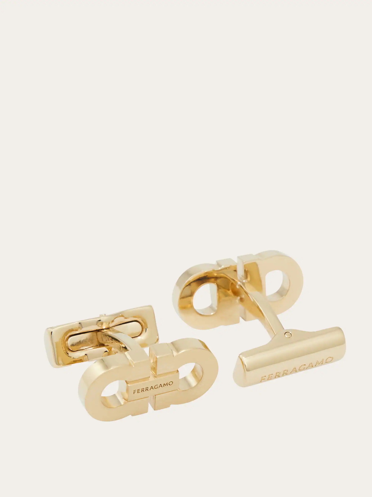 Ferragamo Mens Double Gancini cufflinks in Gold