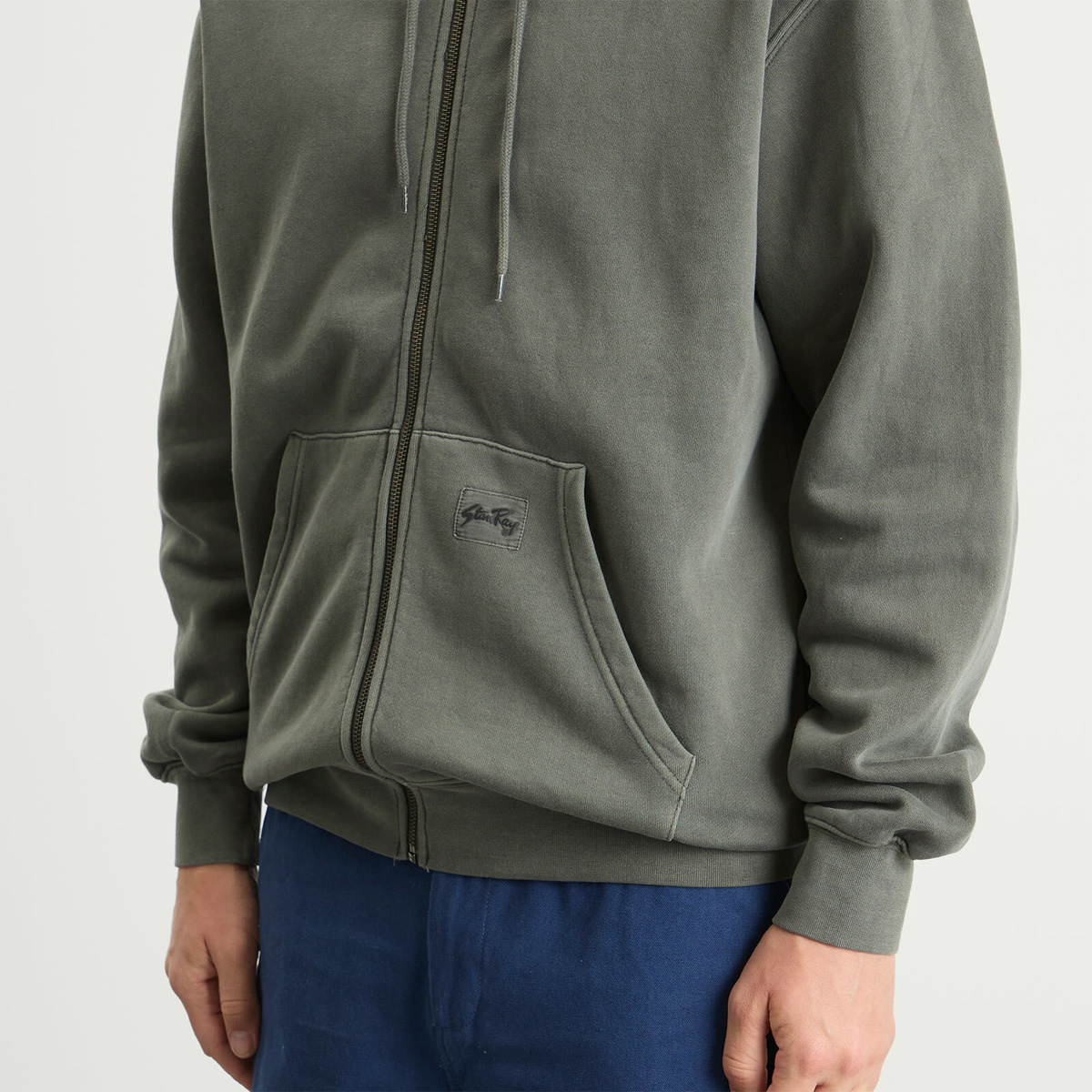 Stan Ray Men's Patch Zip Hoodie in Washed Black