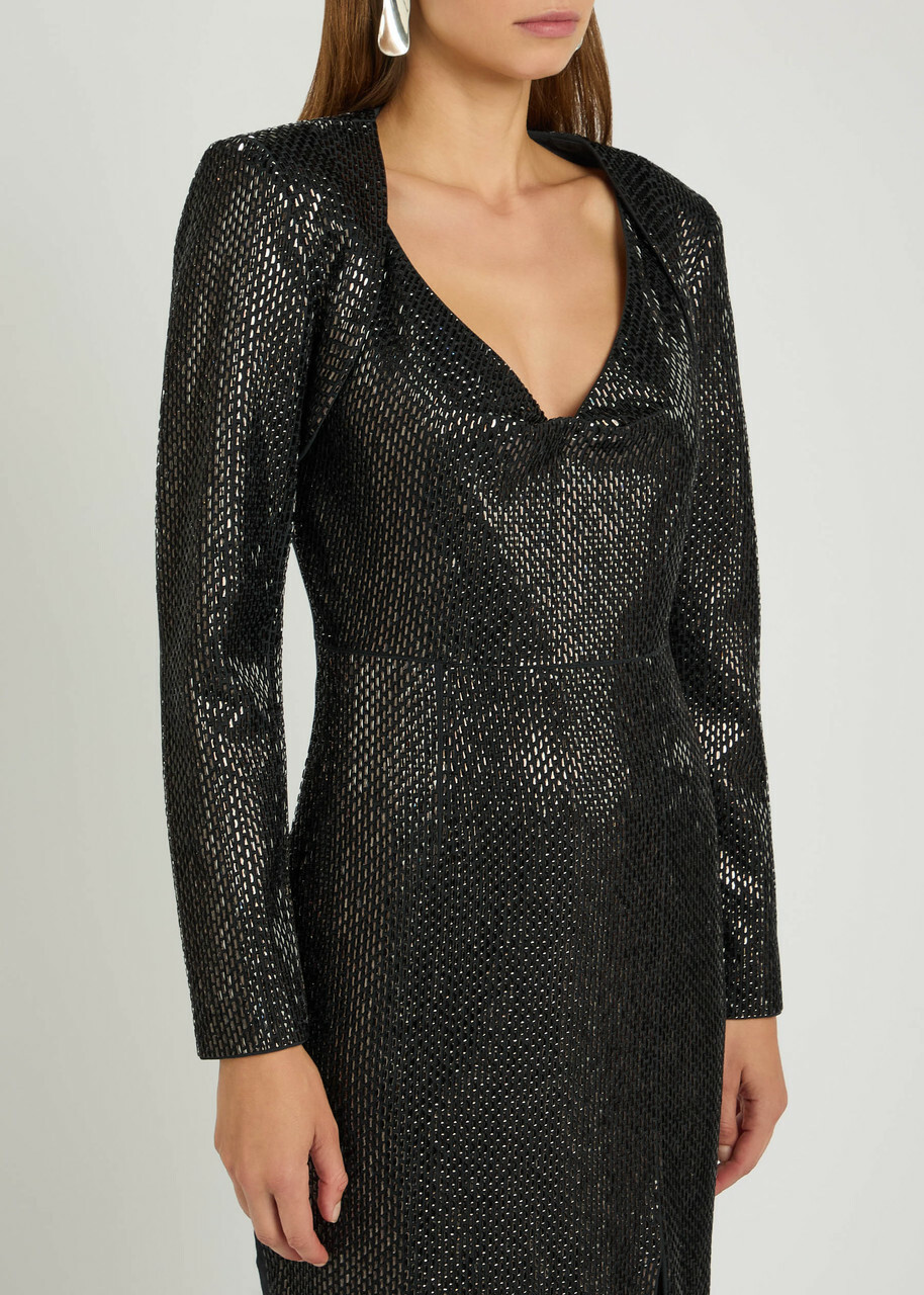 Roland Mouret Crystal-embellished Crepe Cropped Jacket Grey