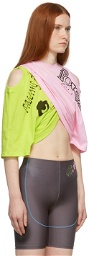 Paolina Russo SSENSE Exclusive Green & Pink Wrap Beach T-Shirt