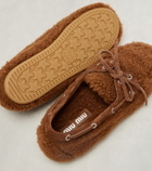 Miu Miu Suede-trimmed shearling boat shoes