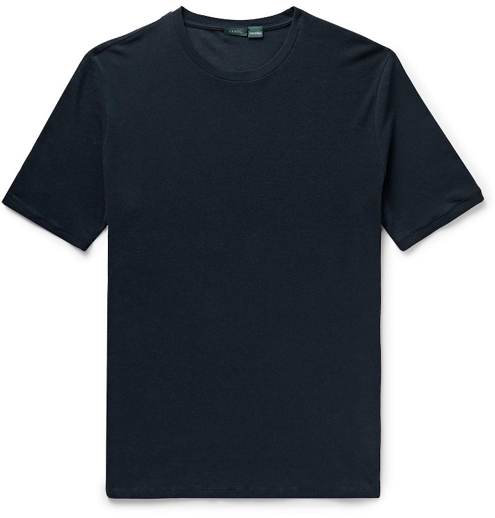 Photo: Incotex - Cotton-Piqué T-Shirt - Blue