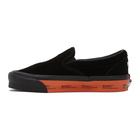 Vans Black and Orange Classic Slip-On Sneakers