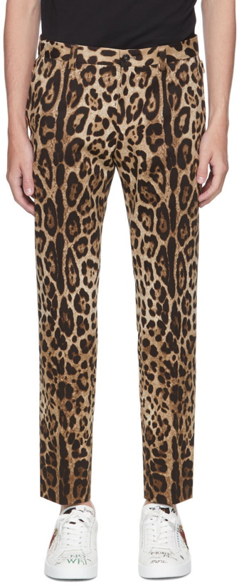 Photo: Dolce & Gabbana Black & Beige Leopard Trousers