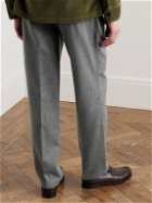 Drake's - Straight-Leg Pleated Wool-Flannel Trousers - Gray