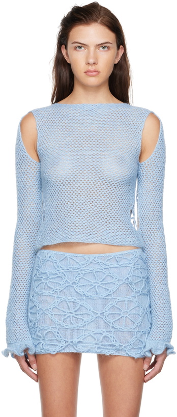 Photo: nastyamasha SSENSE Exclusive Blue Crocheted Sweater