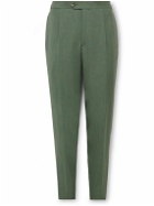 Thom Sweeney - Slim-Fit Straight-Leg Pleated Linen Suit Trousers - Green