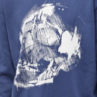 Alexander McQueen Men's Intarsia Skull Crew Knit in Midnight Blue/Ivory