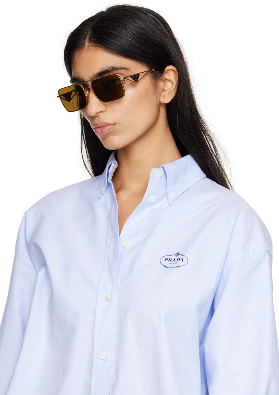 Prada Eyewear Gold Logo Plate Sunglasses Prada Prada Eyewear Gold Logo Plate Sunglasses Prada