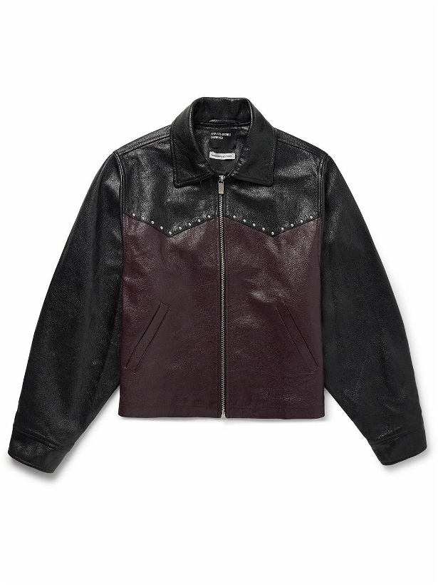 Photo: Enfants Riches Déprimés - Signature Studded Two-Tone Leather Western Jacket - Black