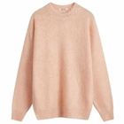 Auralee Men's Kid Mohair Crew Knit in Pink Beige