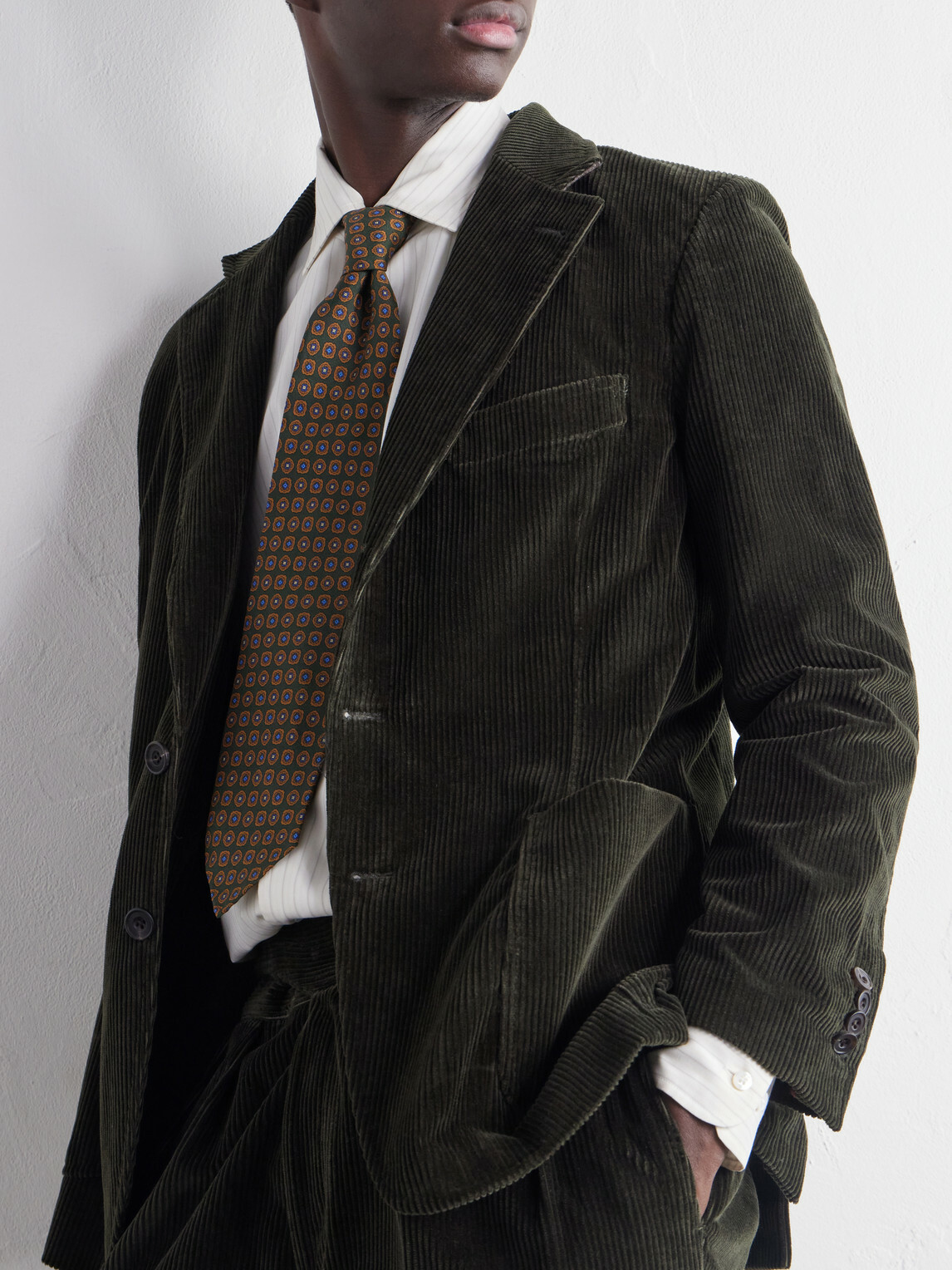 Rubinacci - Darted Cotton-Corduroy Suit Jacket - Green