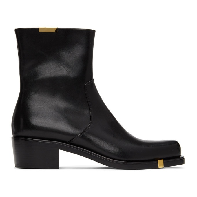 Photo: Rochas Homme Black Leather Zip-Up Boots