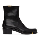 Rochas Homme Black Leather Zip-Up Boots