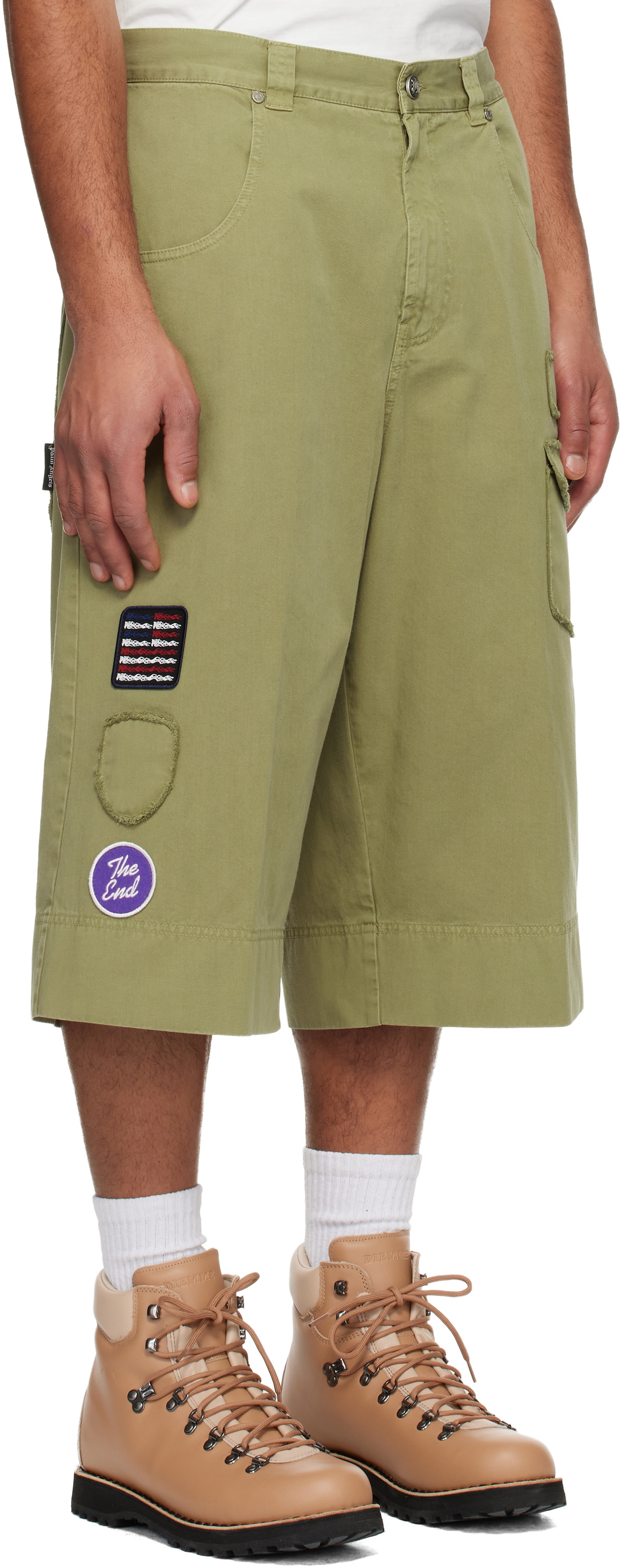 Palm Angels Khaki Military Patch Bermuda Shorts