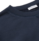Sunspel - Logo-Flocked Loopback Cotton-Jersey Sweatshirt - Blue