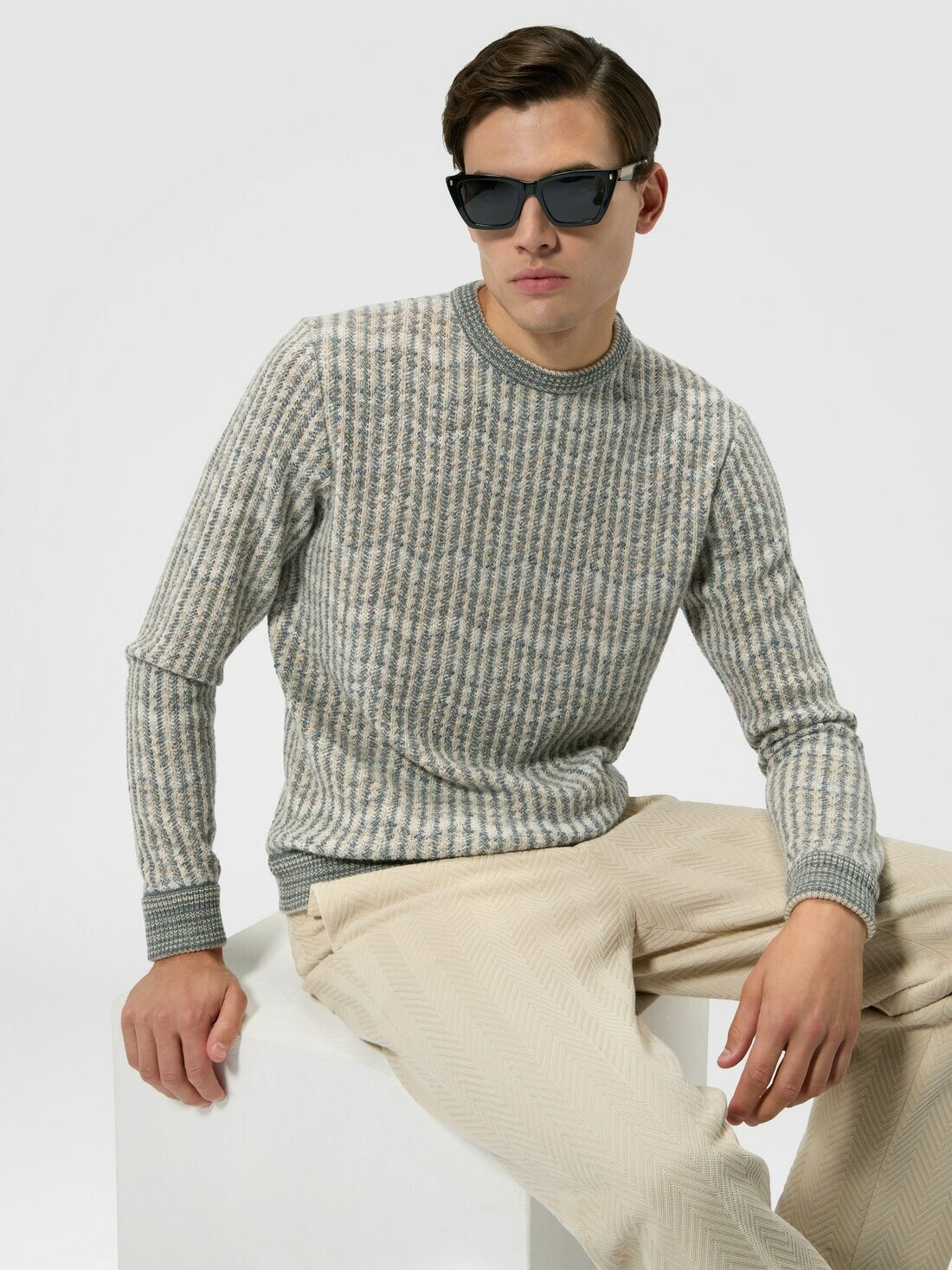 Missoni - Cashmere and viscose zig zag pullover, Men, Beige