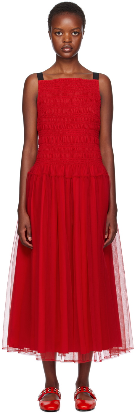 Molly Goddard Red Wilber Midi Dress Molly Goddard