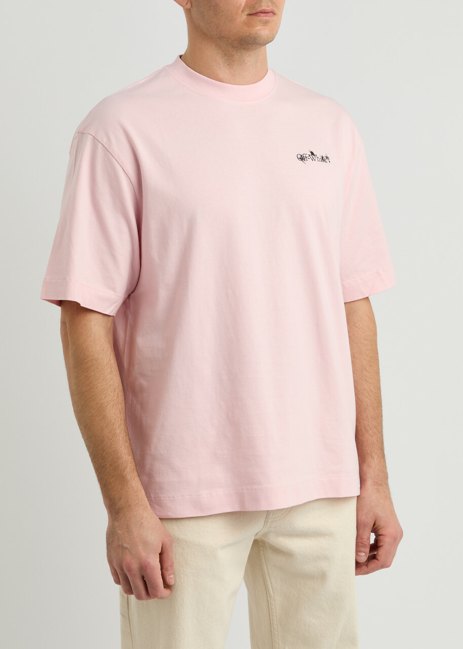 Off-white Flower Arrow Printed Cotton T-shirt Pink Off-White