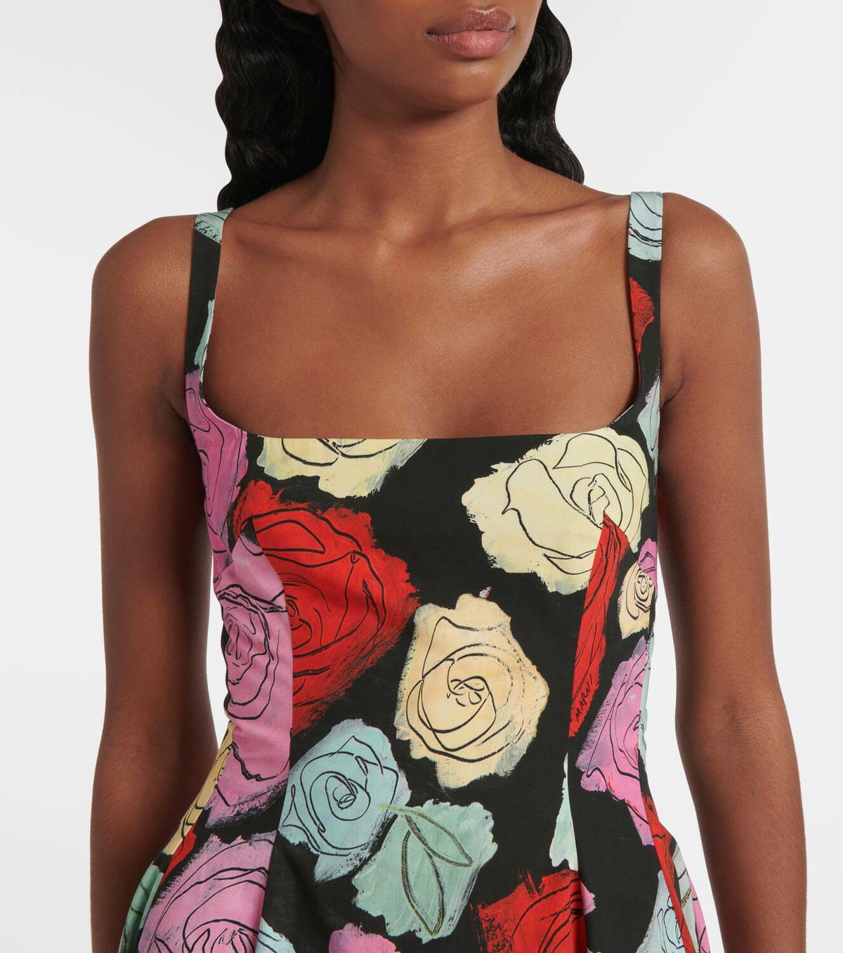 Marni Floral cotton poplin midi dress