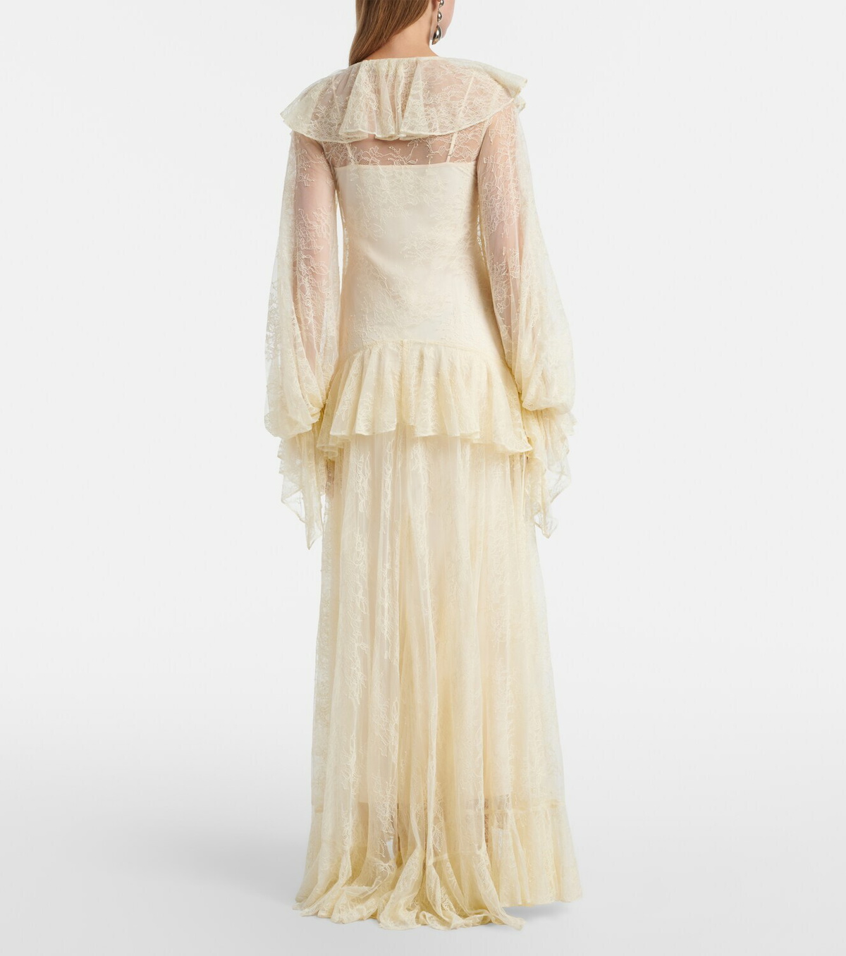 De La Vali Esen ruffled lace maxi dress