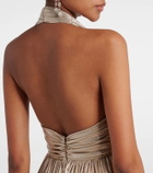 Giambattista Valli Halterneck open-back lamé jersey gown