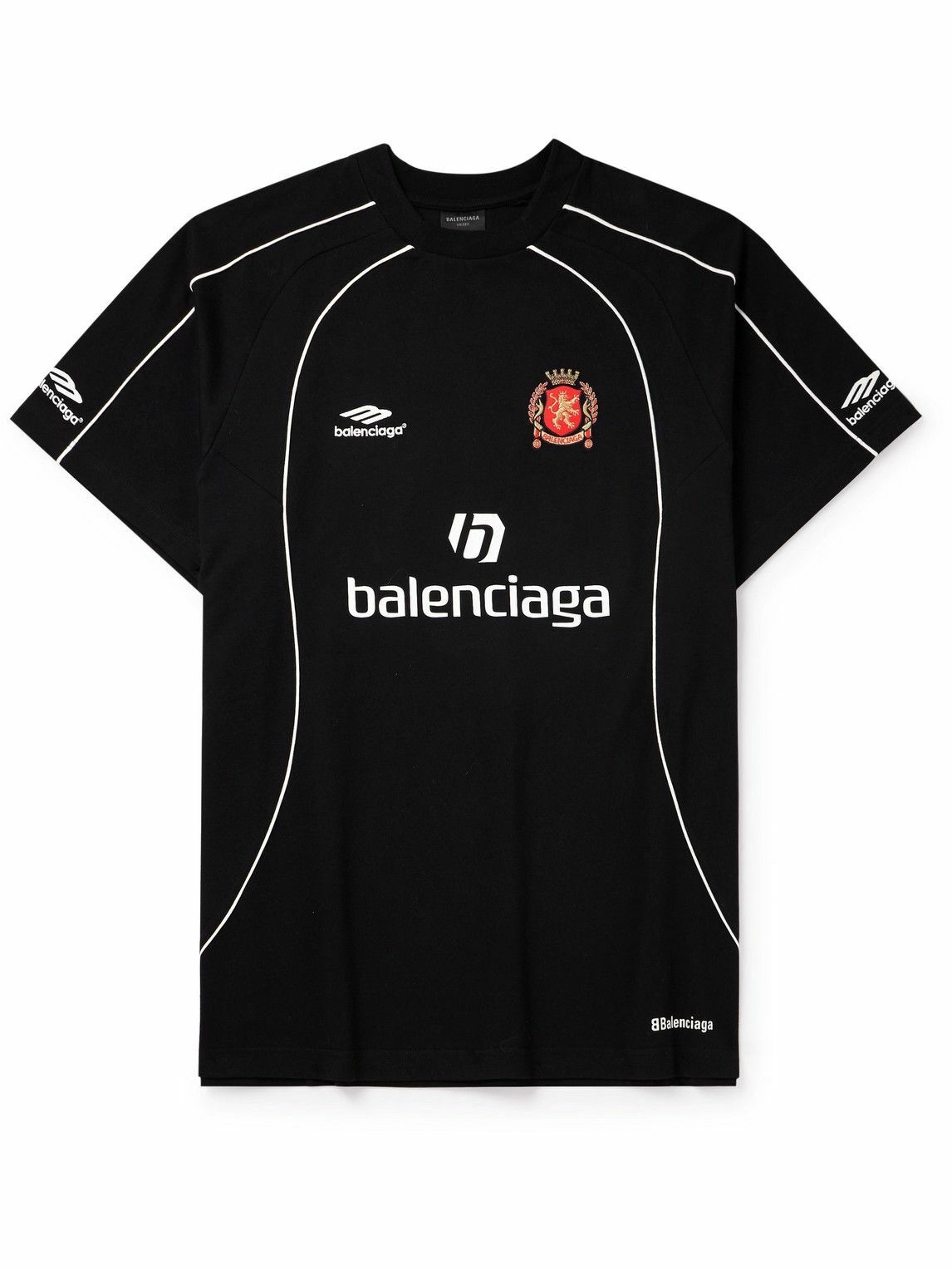 Balenciaga - Oversized Embroidered Logo-Print Cotton-Jersey T-Shirt - Black  Balenciaga