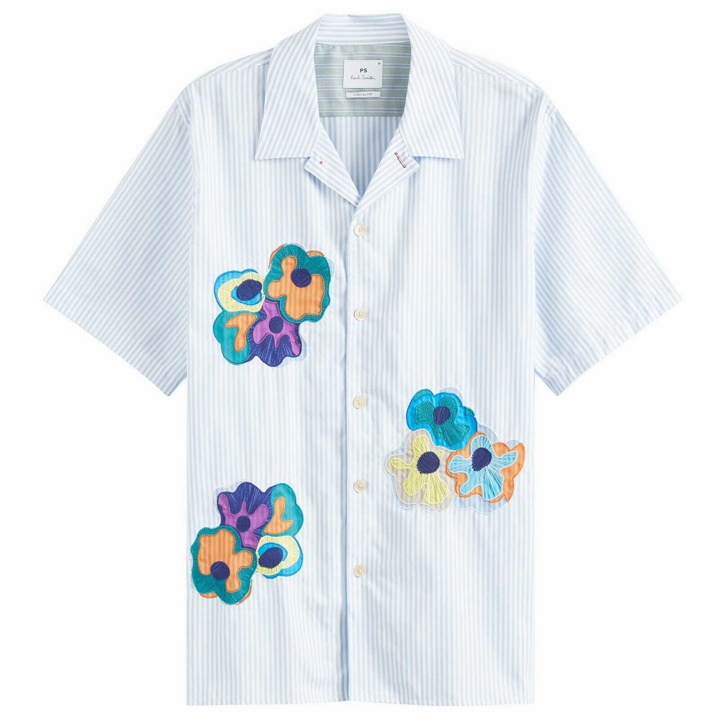 Photo: Paul Smith Men's Painted Flower Stripe Vacation Shirt in Blue
