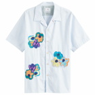 Paul Smith Men's Painted Flower Stripe Vacation Shirt in Blue