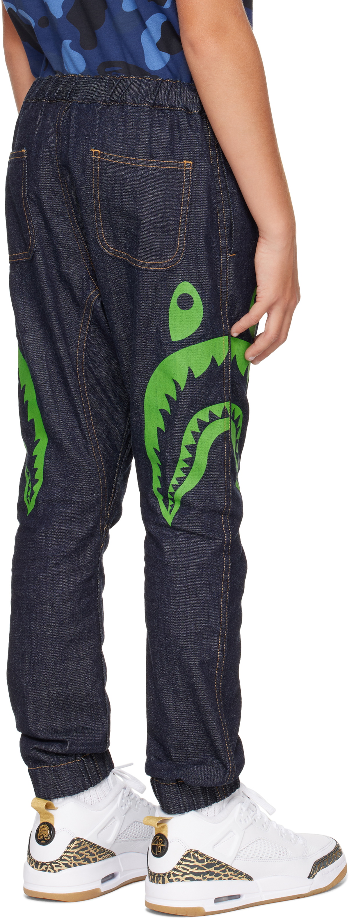 BAPE Kids Navy Shark 8 Oz Denim Jeans A Bathing Ape