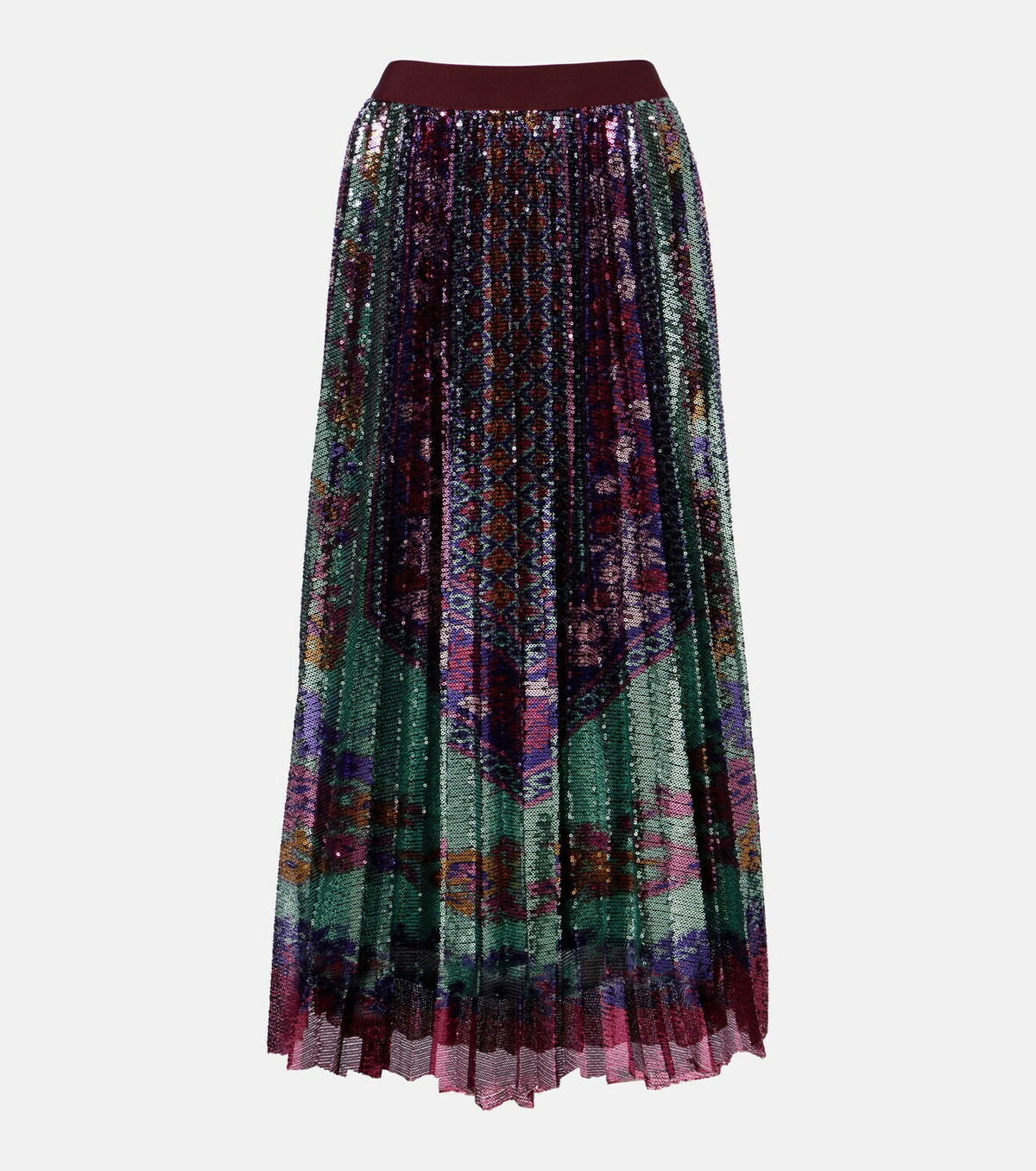 La DoubleJ Accordian pleated sequined midi skirt