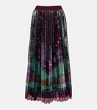 La DoubleJ Accordian pleated sequined midi skirt