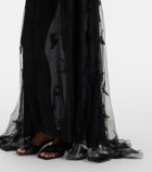 Blumarine Embellished georgette and lace maxi dress