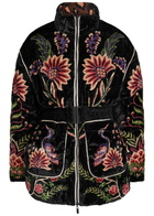 Farm Rio Marvelous Garden Floral-print Velvet Jacket Black