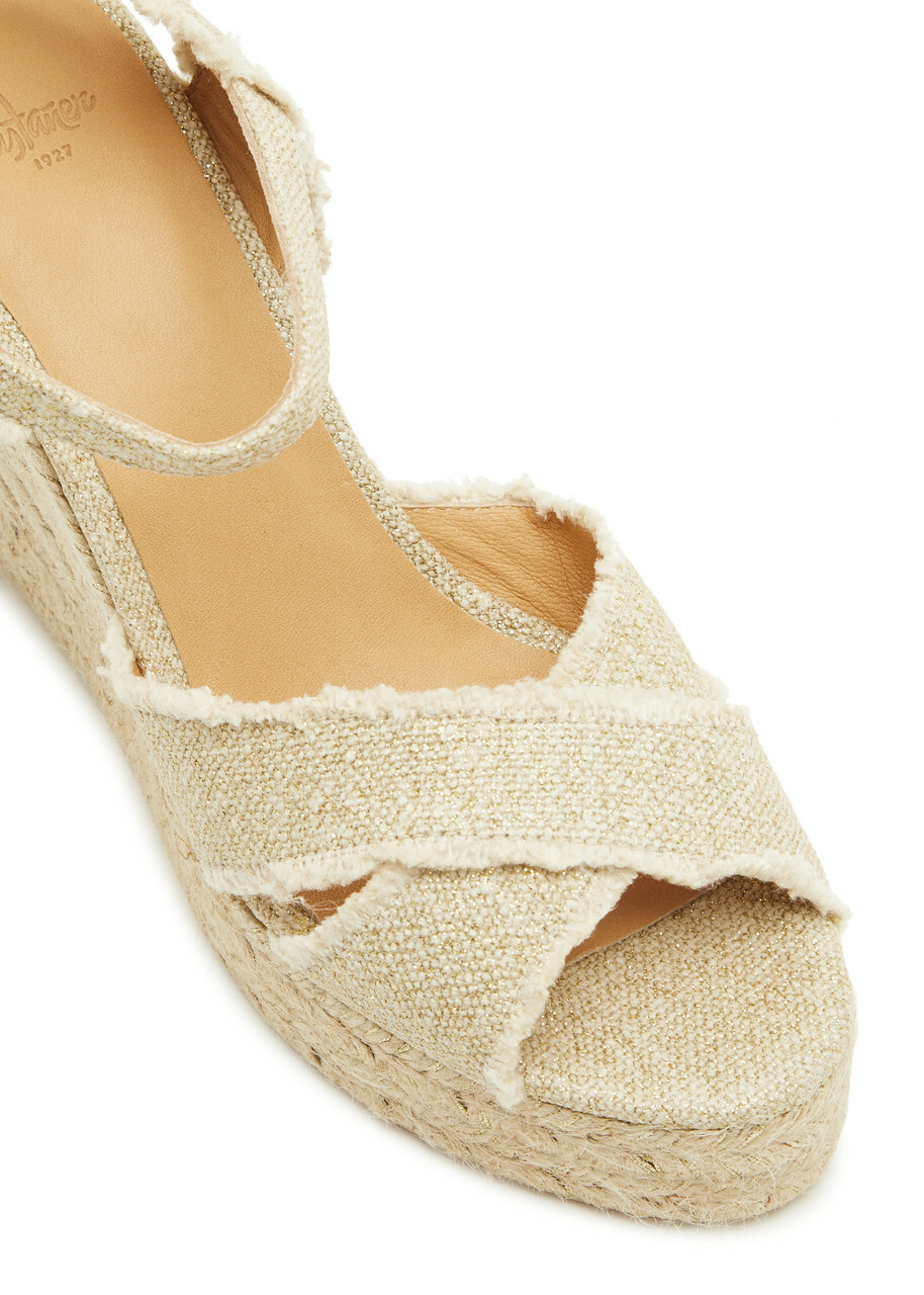 Castañer Bromelia 100 Canvas Wedge Espadrilles Gold