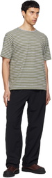 nanamica Khaki & Gray COOLMAX Stripe Jersey T-shirt