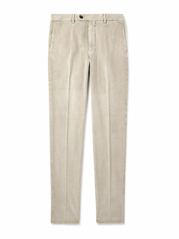 Photo: Incotex - Straight-Leg Cotton-Blend Corduroy Trousers - Neutrals