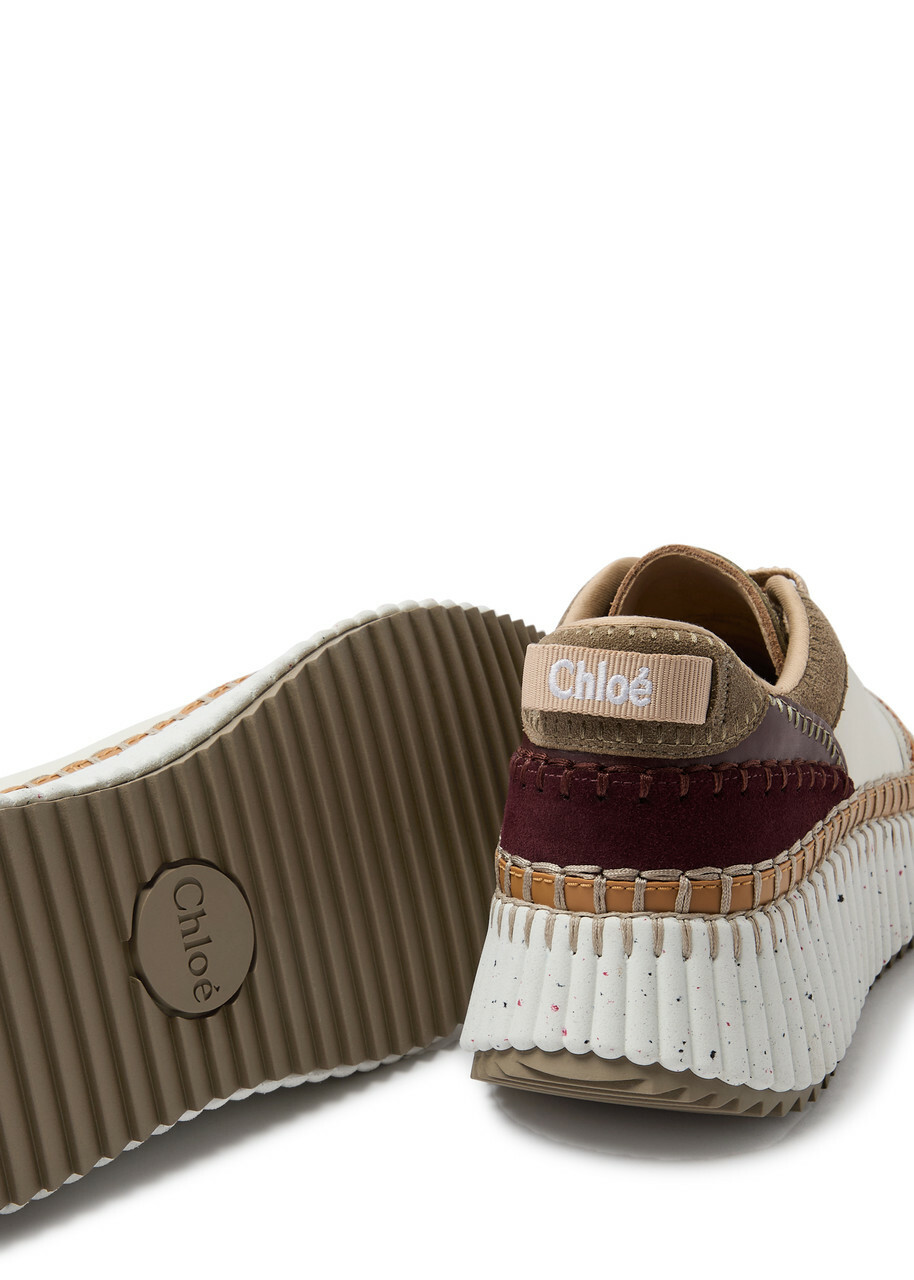 Chloe Nama Panelled Leather Sneakers White