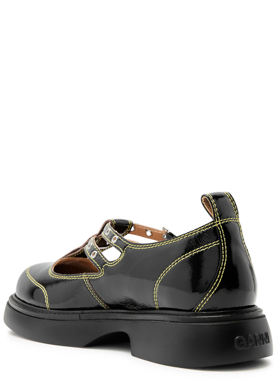 Ganni Mary Jane Patent Leather Shoes Black
