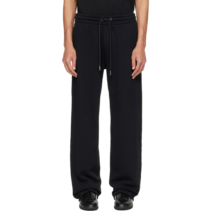 Photo: Off-White Black Rubbed Paint Arrows Sweatpants