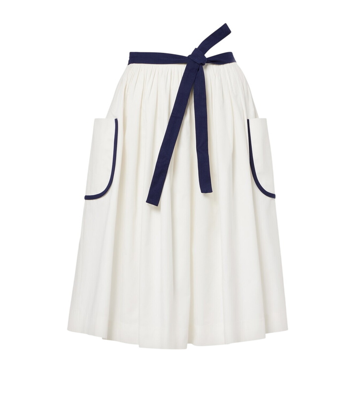 Photo: Prada Belted cotton and linen midi skirt