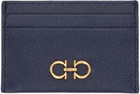 Ferragamo Navy Gancini Card Holder