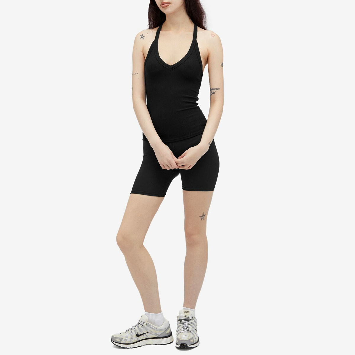 Joah Brown Women's V-Neck Racerback Tank Top in Black